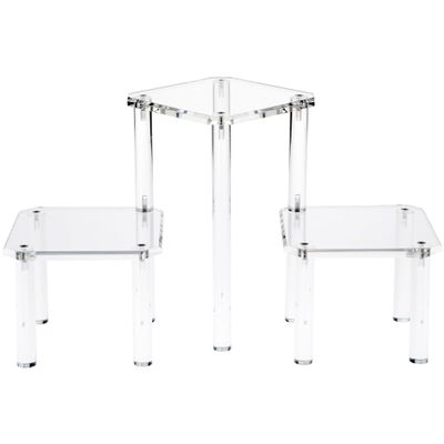 Plymor Clear Acrylic Beveled 3-Shelf Display Riser, 10" H x 19.25" W x 7.25" D
