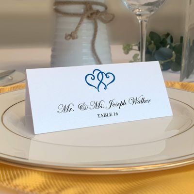 Linked Hearts Place Cards, Royal Blue (Choose Color), Set of 150, Pre-cut and Scored - Wedding, Party, Dinner, and Special Events - Made in the USA