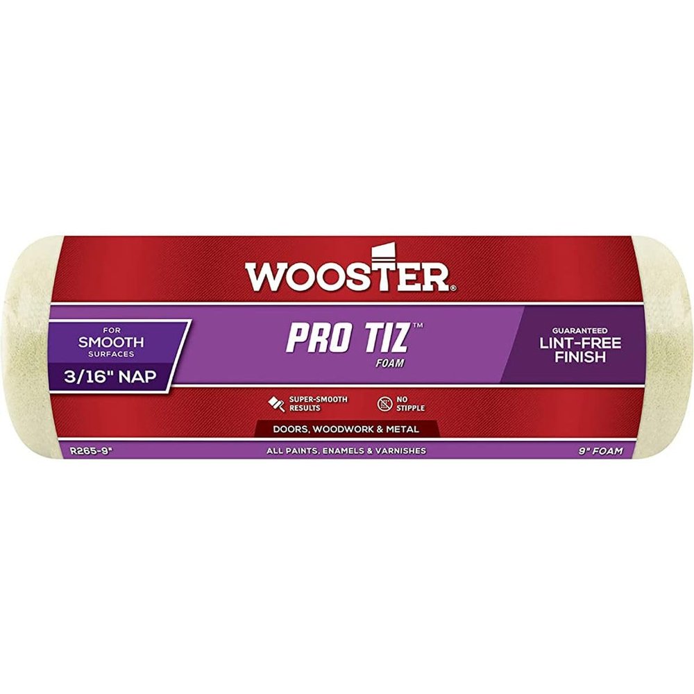 Wooster Pro Tiz Foam 3/16 in. x 9 in. W Regular Paint Roller Cover for Smooth Surfaces 1 pk