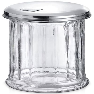 12 Oz Sugar Container for Coffee Bar Glass Sugar Dispenser with Pour Spout and Stainless Steel Flip Lid, Durable & Classic Style Jar for Kitchen or Cafe Suitable for Cinnamon & Seasoning Storage