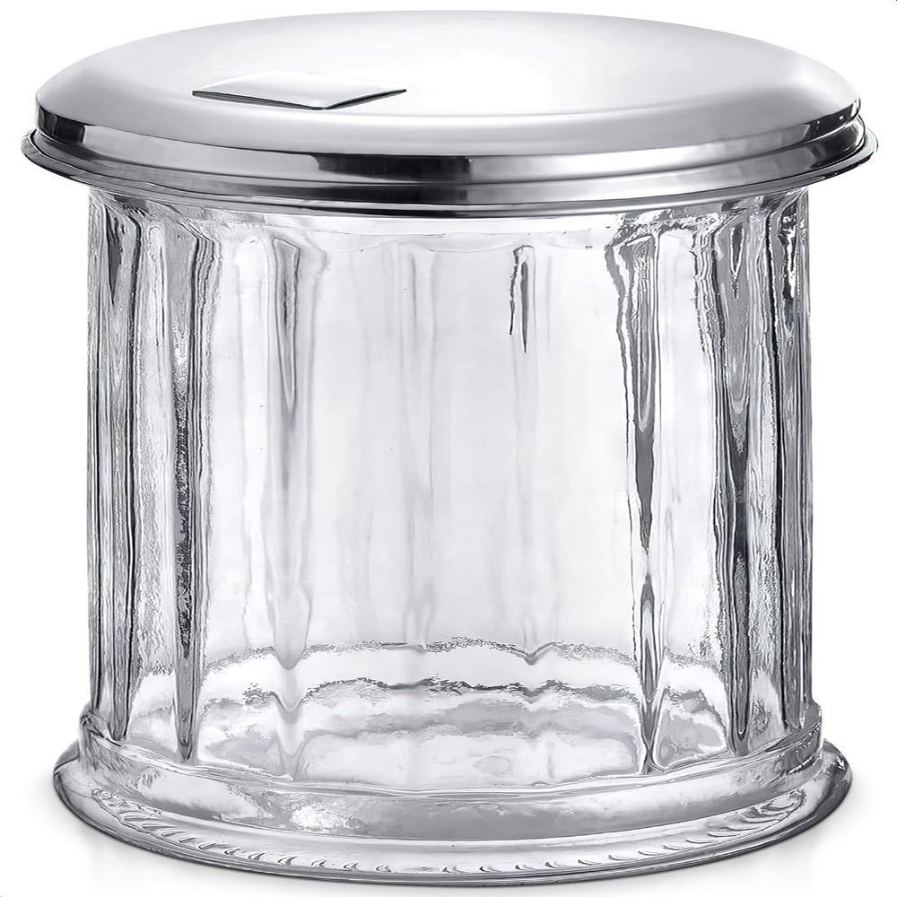 12 Oz Sugar Container for Coffee Bar Glass Sugar Dispenser with Pour Spout and Stainless Steel Flip Lid, Durable & Classic Style Jar for Kitchen or Cafe Suitable for Cinnamon & Seasoning Storage