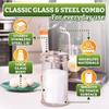12 Oz Sugar Container for Coffee Bar Glass Sugar Dispenser with Pour Spout and Stainless Steel Flip Lid, Durable & Classic Style Jar for Kitchen or Cafe Suitable for Cinnamon & Seasoning Storage view 3