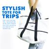 Dejaroo - Beach Bags for Women, Overnight Tote Bag With Zipper, Large Tote Bag for Snacks, Towels, and More, Water-Resistant Travel Tote Bags for Women, 16 x 8.5 x 0.25 inches, White view 2