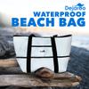 Dejaroo - Beach Bags for Women, Overnight Tote Bag With Zipper, Large Tote Bag for Snacks, Towels, and More, Water-Resistant Travel Tote Bags for Women, 16 x 8.5 x 0.25 inches, White view 3