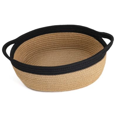 Goodpick Easter Basket Empty to Fill, Small Woven Basket with Handles for Organizing, Baby Dog Toy Laundry Baskets, 12"x 8" x 5", Blue