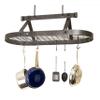 Handcrafted 36" Oval Hanging Pot Rack w 18 Hooks Hammered Steel view 3