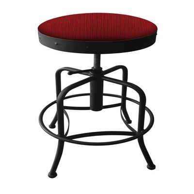 910 Industrial-Adjustable Stool with Black Wrinkle Finish and Graph Ruby Seat