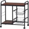 (Fujiboeki) Fuji Boeki 14639 Kitchen Wagon, Kitchen Rack, Width 22.0 x Depth 14.0 x Height 27.4 inches (56 x 35.5 x 69.5 cm), Black, Brown, Storage, Slim, Drawer with Wheels view 1