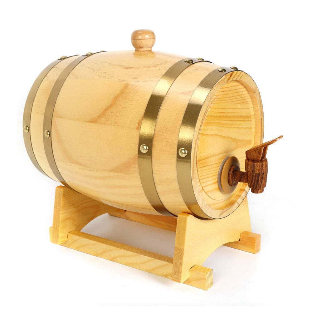 1.5L Oak Aging Barrels Whiskey Barrel Liquor Dispenser Home Wine Bucket Whiskey Barrel for Wine, Spirits, Beer, and Liquor (with baked oak chips)