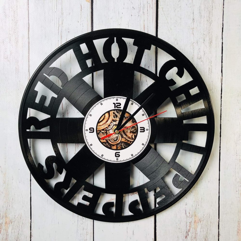 artVoloshka Red Hot Chilli Peppers - Wall Clock Made of Vinyl Record - Decor Original Design - Great Gifts idea for Birthday, Wedding, Anniversary, Women, Men, Friends, Girlfriend Boyfriend and Teens