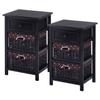 Giantex Wooden Nightstand 3 Tiers W/ 2 Baskets and 1 Drawer Bedside Sofa Storage Organizer for Home Living Room Bedroom End Table (2, Black) view 1