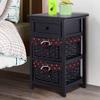 Giantex Wooden Nightstand 3 Tiers W/ 2 Baskets and 1 Drawer Bedside Sofa Storage Organizer for Home Living Room Bedroom End Table (2, Black) view 4