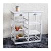 Kepooman Kitchen Dining Cart Wood Portable Rolling Drop Leaf Kitchen Island Storage Trolley Cart Shelves w/Drawers,Wine Rack,Fruit Baskets,White view 1