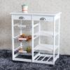 Kepooman Kitchen Dining Cart Wood Portable Rolling Drop Leaf Kitchen Island Storage Trolley Cart Shelves w/Drawers,Wine Rack,Fruit Baskets,White view 2