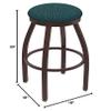 802 Misha 30" Swivel Bar Stool with Bronze Finish and Graph Tidal Seat view 2