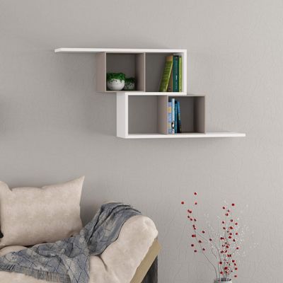 Ada Home Dcor Walost Wall Shelf 21.65'' x 22.62'' x 8.66'' White & Light Mocha