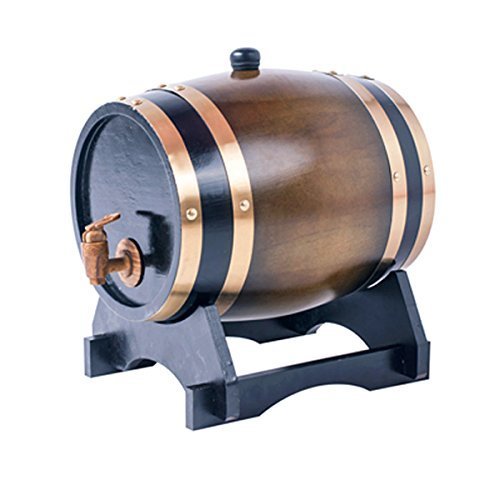 5L Oak Aging Barrels Whiskey Barrel Dispenser Wine Bucket No Leak for Storage Wine & Spirits & Whisky Brown (with baked oak chips)