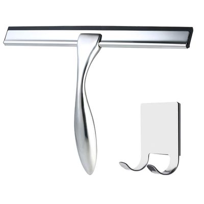 Tiktalk All-Purpose Shower Squeegee for Shower Doors,Bathroom,Car Glass,Window and Mirror,with Adhesive Hook Holder,Stainless Steel,9.8 Inches