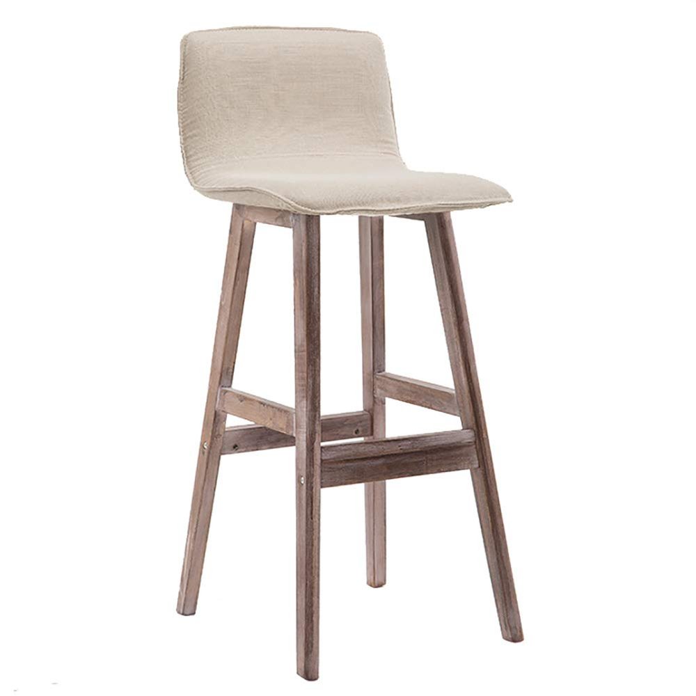 RXBFD Elegant High Stools, Modern Solid Wood Dining Chairs, Comfortable and Breathable Seat Fabrics,for Kitchen | Breakfast | Counter | Conservatory | Caf | Pub