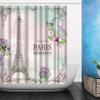 Amagical 4PCS Paris Memories Eiffel Tower Shower Curtain Set with Bathroom Mat Set, Flower Floral Bath Mat Contour Mat Toilet Cover Fabric Shower Curtain view 3