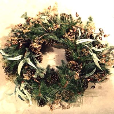 aMENity 26" Tuscan Mixed Pine Wreath (Green/Gold)
