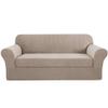 2 Piece Stretch Sofa Covers Couch Covers for Living Room Furniture Slipcovers (Base Cover Plus Seat Cushion Cover) Feature Upgraded Thicker Jacquard Fabric Removable Washable (Sofa, Sand) view 1