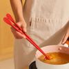 Reusable 12" Long Silicone Cooking Chopstick with Spoon & Band Non-Slip, Stainless Steel Core, Non-Scratch Utensil for Tempura, Frying, Hot Pot, BPA-Free, Dishwasher Safe, Made in Korea ( Red ) view 2