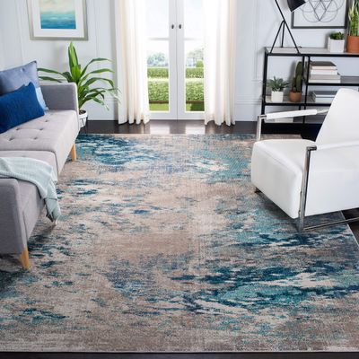 SAFAVIEH Area Rug 8x10 - Madison Collection - Large - Blue & Grey, Modern Boho Abstract Design, Non-Shedding & Easy Cleaning, Ideal for Living Room, Bedroom, Office, Dining Space (MAD440M)