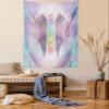 Ambesonne Angel Wings Tapestry Twin Size, Angelic Mandala Yoga Ethereal Pastel Psychedelic Theme Illustration, Wall Hanging Bedspread Bed Cover Wall Decor, 68" X 88", Lilac Blue view 1