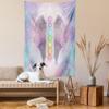 Ambesonne Angel Wings Tapestry Twin Size, Angelic Mandala Yoga Ethereal Pastel Psychedelic Theme Illustration, Wall Hanging Bedspread Bed Cover Wall Decor, 68" X 88", Lilac Blue view 2