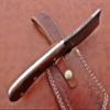 9" long hand forged Twist Pattern Damascus steel Butcher Meat cleaver, Natural walnut wood scale, Cow hide Leather sheath included (Brown) view 4