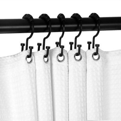 Utopia Alley HK1BK Deco Flat Double Roller Shower Curtain Hooks; Black