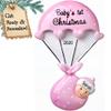 3D Personalized Babys First Christmas Ornament 2025 Girl | Baby's First Christmas Ornament 2025 Baby Ornaments for Xmas Tree My 1st Xmas Girl Ornaments for New Parents Couples - Baby in Pink Parachute view 1