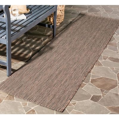 SAFAVIEH Washable Rug Outdoor Courtyard Collection - 2'3" x 6'7" Runner, Brown & Beige, Non-Shedding & Easy Cleaning, Ideal for Patio, Entryway, Mudroom, Hallway, Kitchen (CY8022-36321)