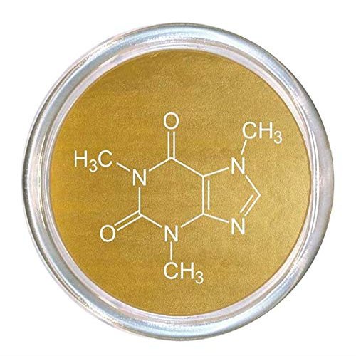 0 Caffeine Molecule Gold Foil Glass Coaster