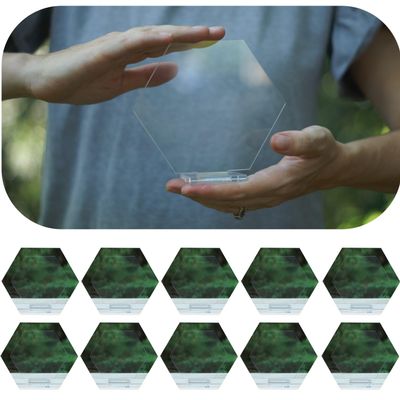 Cedar and Ink Set of 10 Large Hexagon Sign Blanks - Wedding Shower DIY Glass Tiles with Stand for Acrylic Table Numbers 1-20 (5.5" - Pack of 10)