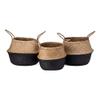 Old world middle eastern Black Seagrass Baskets Set of 3 beautifully handmade view 1