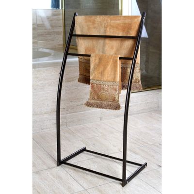 34 Inch Standing Pedestal Towel Holder Bronze Tiered Drying Rack 3 Tower Bar Stand for Farmhouse Bathroom Rustic Country Antique Vintage Victorian Old Fashioned, Oil Rubbed Metal Iron