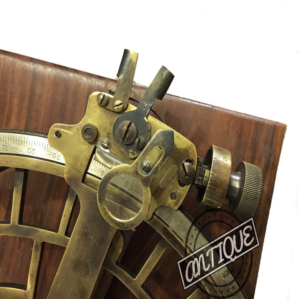 9" Ancient Maritime History Ruler Telescopic Sextant w/ Hardwood Case