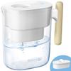 Waterdrop PT-04W Water Filter Pitcher, 10-Cup Capacity, NSF Certified, 200-Gallon Long-Life Filter, 5X Longer Filter Life, Reduces PFOA/PFOS and Chlorine, BPA-Free, Sturdy Wooden Handle, White view 1