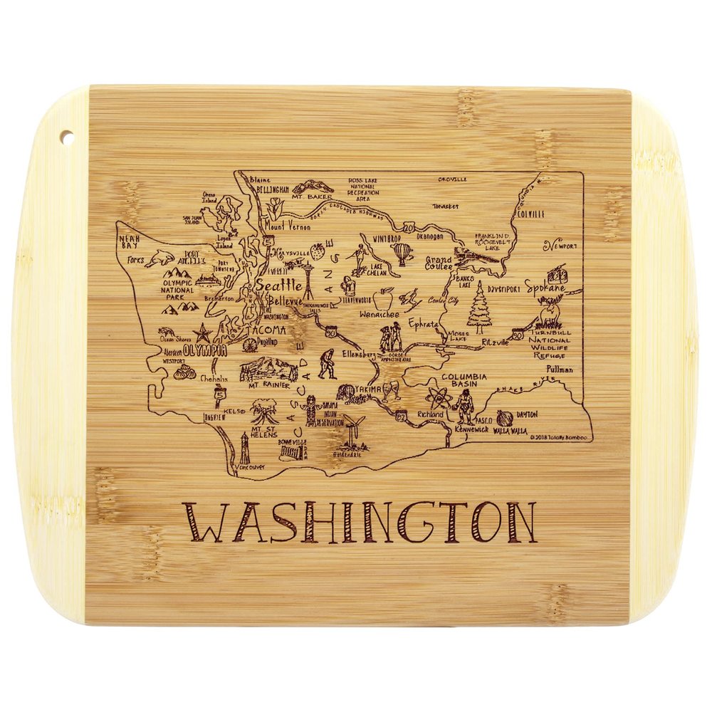 Totally Bamboo A Slice of Life Washington State Serving and Cutting Board, 11" x 8.75"