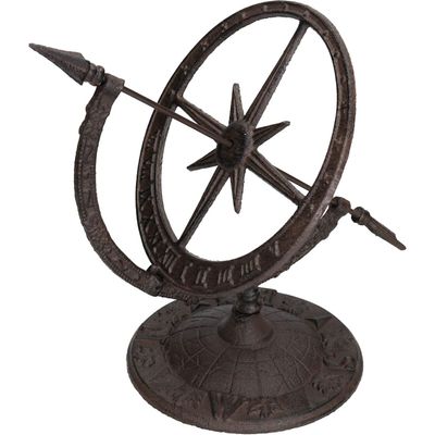 AB Tools Armillary Sundial Ornament Cast Iron Garden Feature Statue Clock Metal Compass