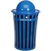 Global Industrial 36 Gallon Outdoor Steel Recycling Receptacle with Dome Lid, Plastic Liner and Anchor Kit Included, 28" Dia. X 42" H, Blue Powder Coat Finish view 1