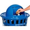 Global Industrial 36 Gallon Outdoor Steel Recycling Receptacle with Dome Lid, Plastic Liner and Anchor Kit Included, 28" Dia. X 42" H, Blue Powder Coat Finish view 3