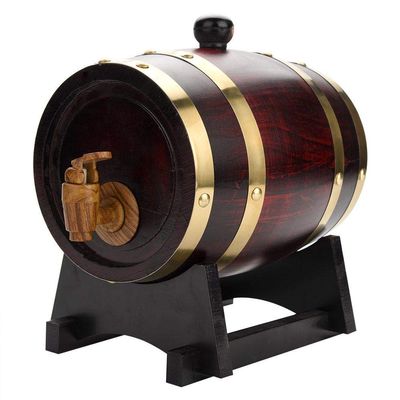 5L Oak Aging Barrels Whiskey Barrel Dispenser Wine Bucket No Leak for Storage Wine & Spirits & Whisky (with baked oak chips)