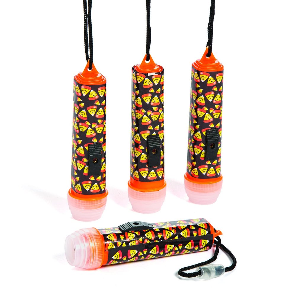 Fun Express - Candy Corn Flashlight On A Rope for Halloween - Apparel Accessories - 12 Pieces