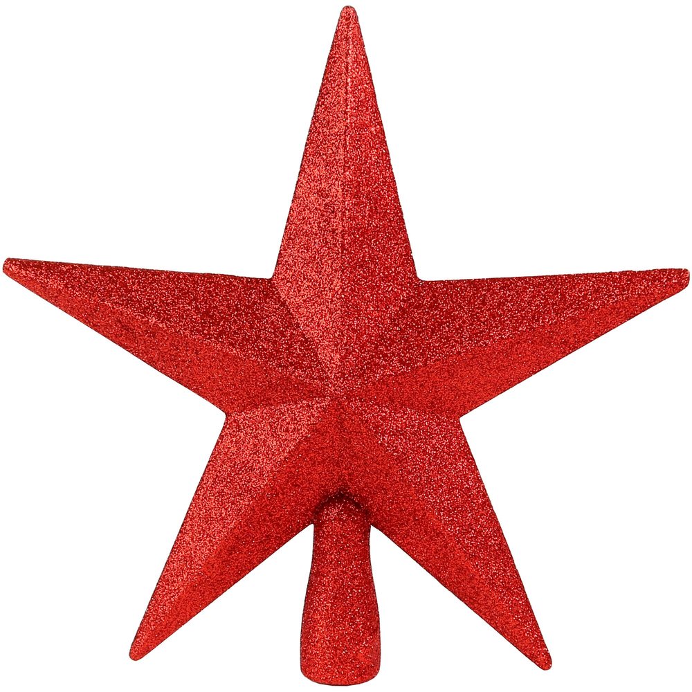 Ornativity Glitter Star Tree Topper - Christmas Red Decorative Holiday Trees Toppers Sparkle Bethlehem Star Decor Xmas Ornament 8"