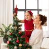 Ornativity Glitter Star Tree Topper - Christmas Red Decorative Holiday Trees Toppers Sparkle Bethlehem Star Decor Xmas Ornament 8" view 2