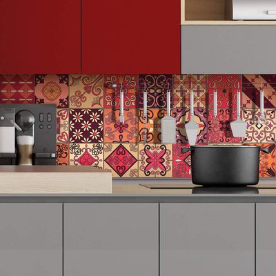 Adhesive Tile Stickers Cement Tile Stickers Wall Decoration Tile Stickers for Bathroom and Kitchen Adhesive Cement Wall Tiles 10 x 10 cm 24 Pieces