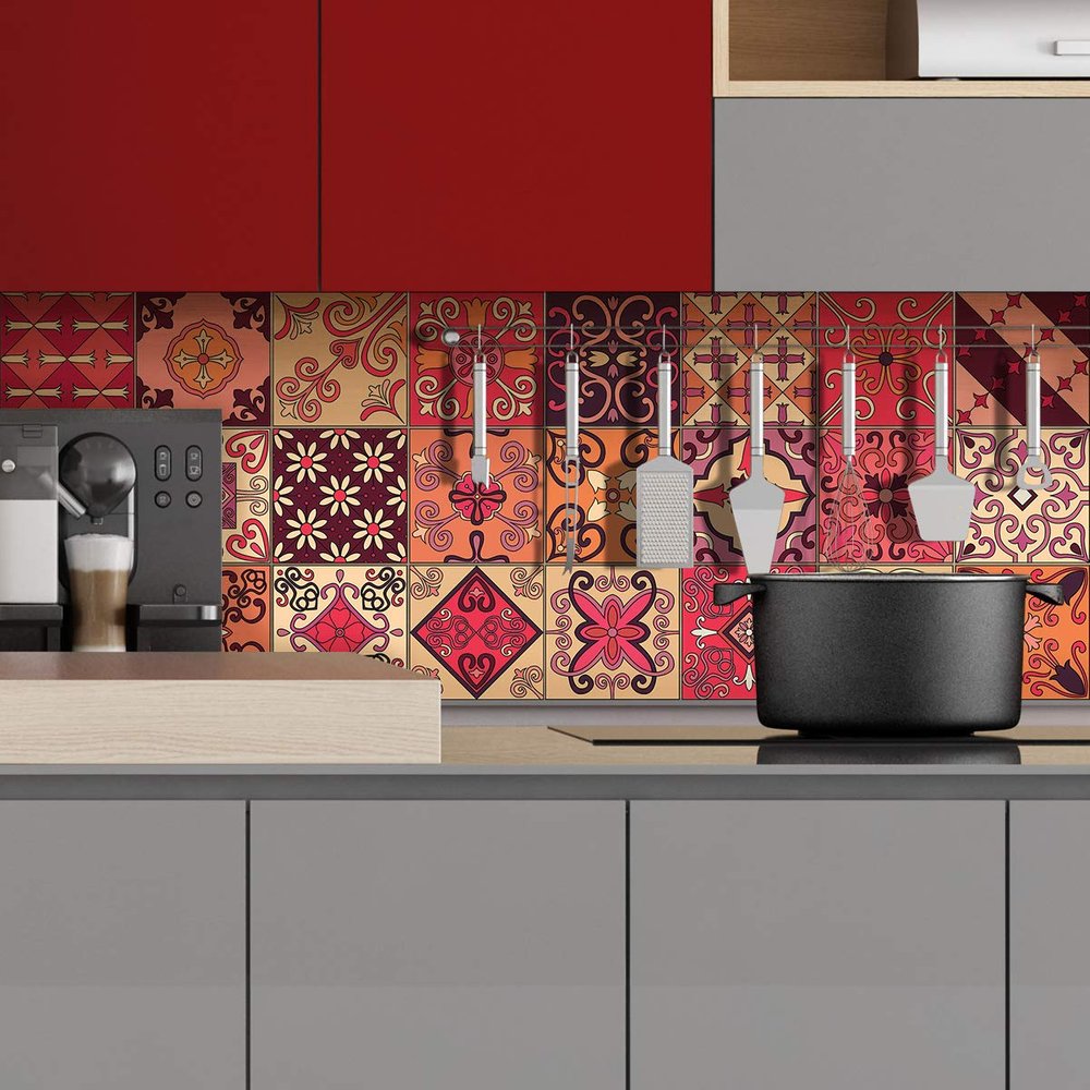 Adhesive Tile Stickers Cement Tile Stickers Wall Decoration Tile Stickers for Bathroom and Kitchen Adhesive Cement Wall Tiles 10 x 10 cm 24 Pieces